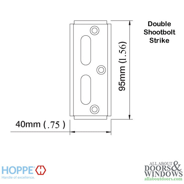 Strike Plate, PS0001N, Double Shootbolt  1.56 x 0.75 -Stainless Steel - Strike Plate, PS0001N, Double Shootbolt  1.56 x 0.75 -Stainless Steel