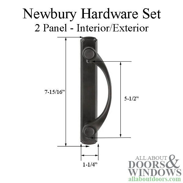 Andersen Newbury 2 Panel Complete  Hardware Set for Frenchwood Gliding Door - Oil Rubbed Bronze - Andersen Newbury 2 Panel Complete  Hardware Set for Frenchwood Gliding Door - Oil Rubbed Bronze