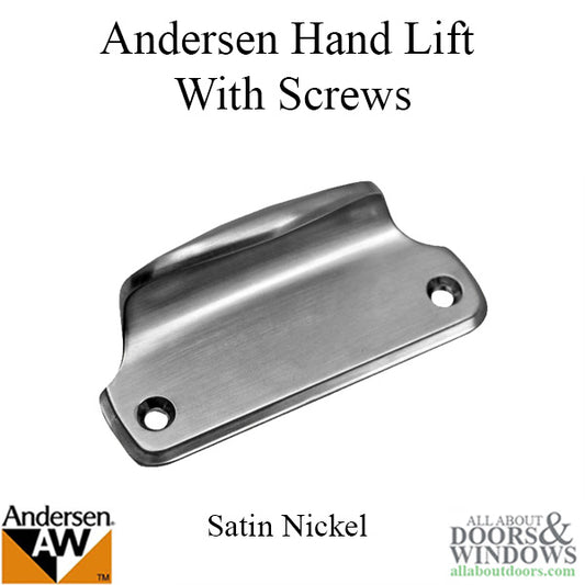 Andersen Traditional Hand Sash Lift with Screws for A-Series Double Hung Window - Satin Nickel