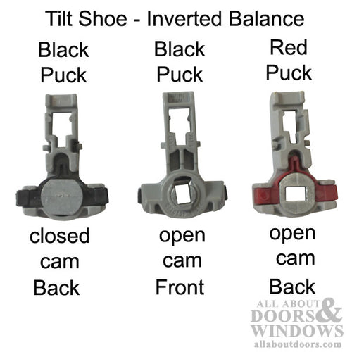 Tilt shoe, 1-1/4 x 53/64  Tan Puck, Open Cam, Inverted Channel Balance - P - Tilt shoe, 1-1/4 x 53/64  Tan Puck, Open Cam, Inverted Channel Balance - P