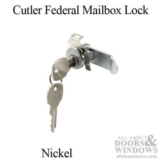 Cutler Federal Mailbox Lock, 1-9/16" cam, Nickel