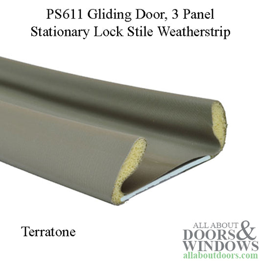 Andersen Perma-Shield 3-Panel Gliding Door, PS611 - LH Stationary Lock Stile Weatherstrip - Terratone