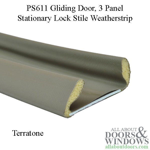 Andersen Perma-Shield 3-Panel Gliding Door, PS611 - LH Stationary Lock Stile Weatherstrip - Terratone - Andersen Perma-Shield 3-Panel Gliding Door, PS611 - LH Stationary Lock Stile Weatherstrip - Terratone