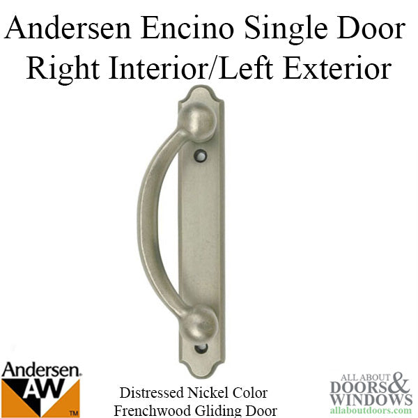 Andersen Frenchwood Gliding Doors - Handle - Encino - Right Interior/Left Exterior - Distressed Nickel - Andersen Frenchwood Gliding Doors - Handle - Encino - Right Interior/Left Exterior - Distressed Nickel