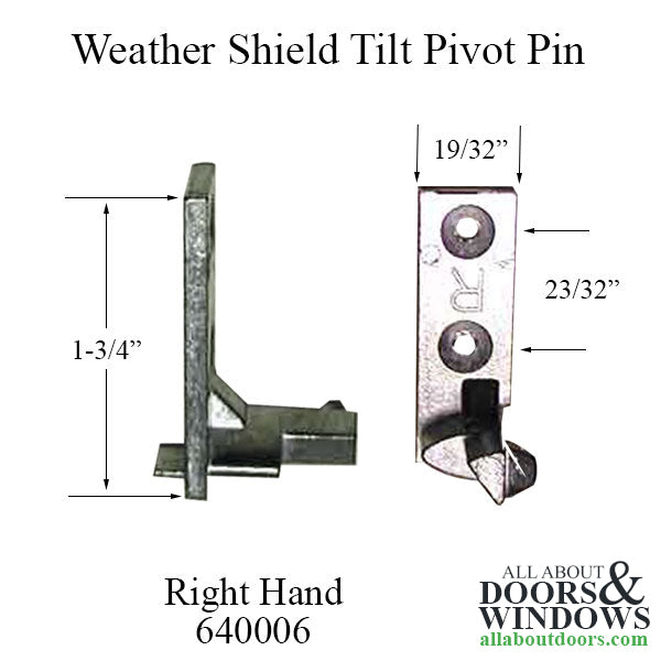 Tilt Window Pivot Pin for Locking Cam, old style, RH - Tilt Window Pivot Pin for Locking Cam, old style, RH