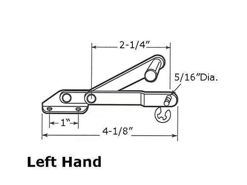 Louver/ Jalousie Window Operator, 2-1/4 inch link, Lever, Alum - Left Hand - Louver/ Jalousie Window Operator, 2-1/4 inch link, Lever, Alum - Left Hand