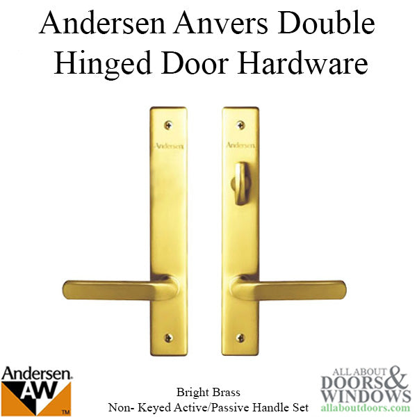 Hardware Kit, Double Door, Anvers, Active / Passive - Bright Brass - Hardware Kit, Double Door, Anvers, Active / Passive - Bright Brass