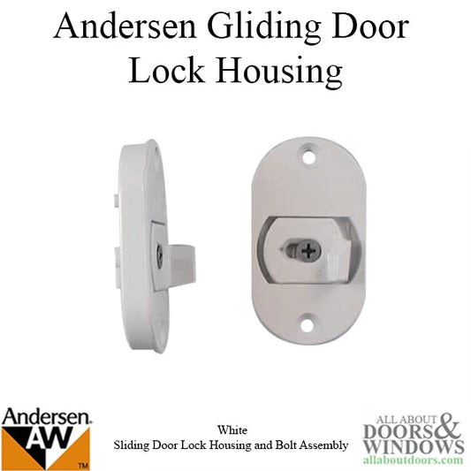 Andersen 3-Panel Door Lock Housing and Bolt Assembly - White - Discontinued