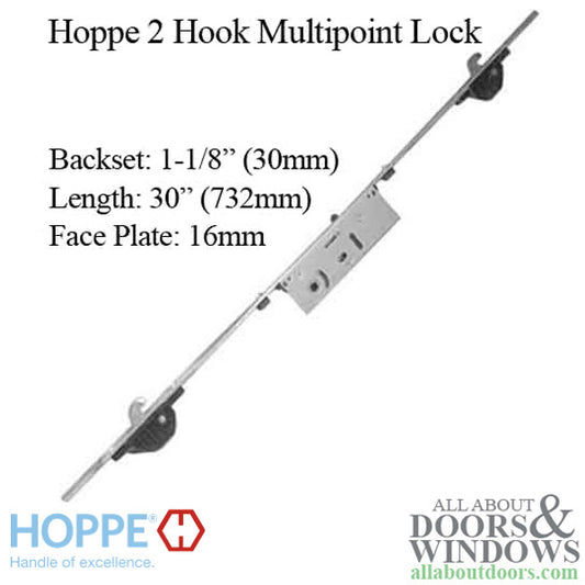 Hoppe Multipoint Lock - 35mm 2 Hooks, Multipoint Sliding Door Lock