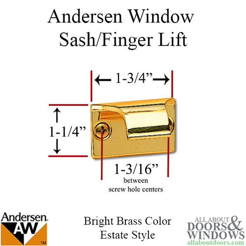 Andersen Estate Finger Lift, Tilt-Wash DC and Tilt-Wash -  Pair - Bright Brass - Andersen Estate Finger Lift, Tilt-Wash DC and Tilt-Wash -  Pair - Bright Brass