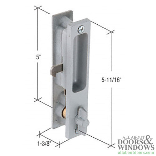 Keyed Handle Set Sliding Patio Door Flush Mount Unique Hook Left Hand Aluminum - Keyed Handle Set Sliding Patio Door Flush Mount Unique Hook Left Hand Aluminum