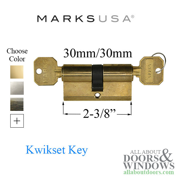 Marks Euro SlimLine Double key Profile Cylinder, Kwikset - Choose Color - Marks Euro SlimLine Double key Profile Cylinder, Kwikset - Choose Color