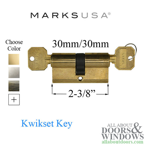 Marks Euro SlimLine Double key Profile Cylinder, Kwikset - Choose Color - Marks Euro SlimLine Double key Profile Cylinder, Kwikset - Choose Color