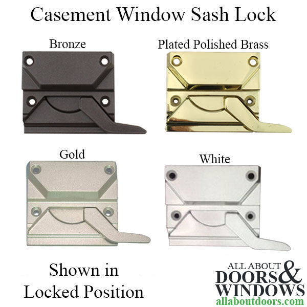 Casement Window SASH LOCK, 4 Screw holes, 2-3/8 inch, Right hand - Casement Window SASH LOCK, 4 Screw holes, 2-3/8 inch, Right hand