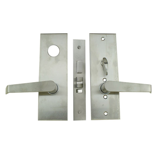 Marks Hotel Lever and Plate Mortise Lockset Left Hand Reverse Satin Chrome