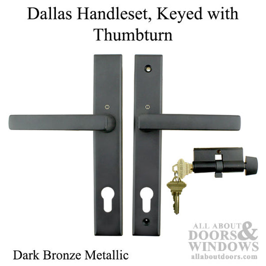 Dallas Contemporary Lever Handle, Keyed Active with Thumbturn,  M1643 / 2161N Set - Dark Bronze Metallic