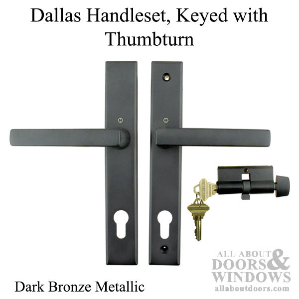 Dallas Contemporary Lever Handle, Keyed Active with Thumbturn,  M1643 / 2161N Set - Dark Bronze Metallic - Dallas Contemporary Lever Handle, Keyed Active with Thumbturn,  M1643 / 2161N Set - Dark Bronze Metallic