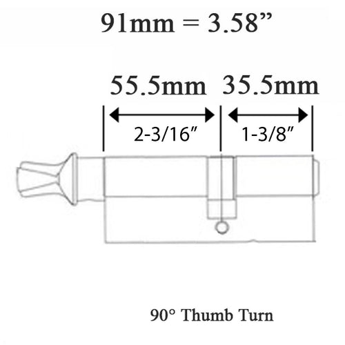 55.5/35.5 Hoppe 91mm  90° Active Keyed Euro Profile Cylinder Verona - 55.5/35.5 Hoppe 91mm  90° Active Keyed Euro Profile Cylinder Verona