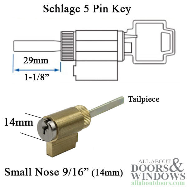 Keylock Cylinder with 2 Keys Small Nose 29mm Tailpiece for Multipoint Locks and Deadbolts - Keylock Cylinder with 2 Keys Small Nose 29mm Tailpiece for Multipoint Locks and Deadbolts