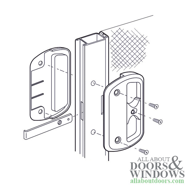 Non-Handed Latch & Pull for Sliding Screen Door - Black - Non-Handed Latch & Pull for Sliding Screen Door - Black