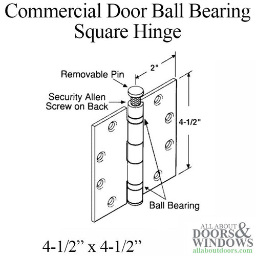 Ball Bearing Hinge, 4.5 x 4.5  Square Corner Template - Ball Bearing Hinge, 4.5 x 4.5  Square Corner Template