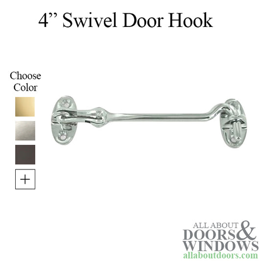 4 in Cabin Swivel Door Hook, Solid Brass - Choose Finish