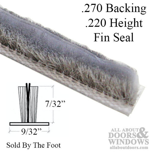 .270 backing x .220 Pile Weather-strip w/ Fin seal