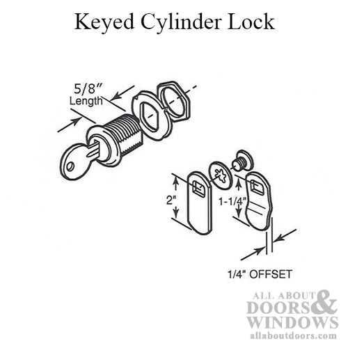 KEYED CYLINDER LOCK  1/4 inch OFFSET - 5/8 inch cylinder - KEYED CYLINDER LOCK  1/4 inch OFFSET - 5/8 inch cylinder