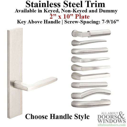 Multipoint Trim, 2 x 10 inch, American Cylinder Stainless Steel Handleset, Choose Options