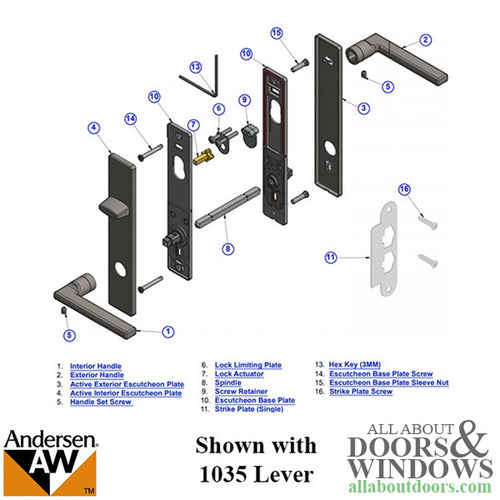 Andersen FSB 1035 Complete Keyed Trim Set for Double Door - Stainless Steel - Andersen FSB 1035 Complete Keyed Trim Set for Double Door - Stainless Steel