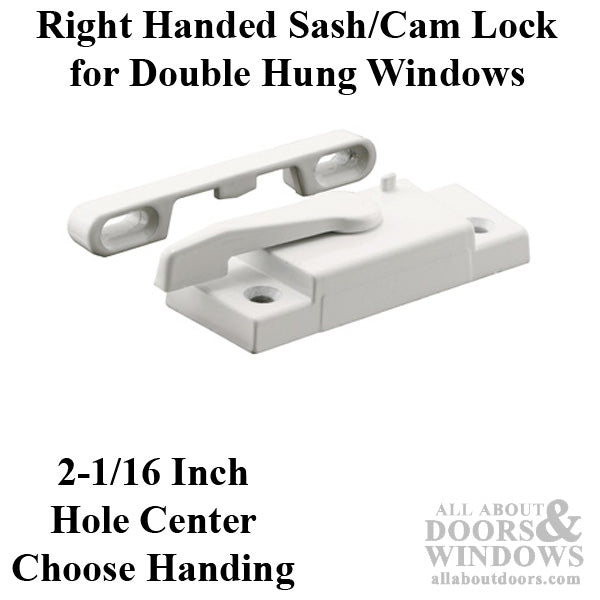 Sash/Cam Lock - Vinyl and Aluminum Sash Hardware, Diecast - White - Choose Handing - Sash/Cam Lock - Vinyl and Aluminum Sash Hardware, Diecast - White - Choose Handing