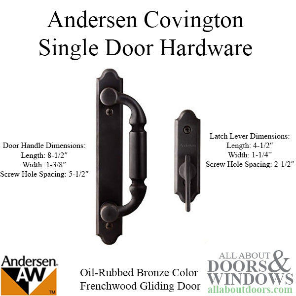 Andersen Frenchwood Gliding Door Trim Covington, 2 Panel Interior & Exterior  - Oil Rubbed Bronze - Andersen Frenchwood Gliding Door Trim Covington, 2 Panel Interior & Exterior  - Oil Rubbed Bronze