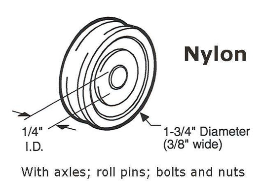 Roller - Sliding Patio Door, Nylon Wheel - Steel Ball Bearing - 1-3/4 inch Diameter