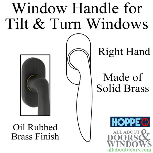 Toronto Handle for Tilt & Turn Windows - Solid Brass - Oil Rubbed Brass, Right Hand