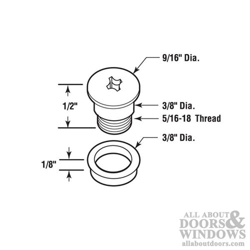 Diecast Bolt and Nylon Bushing, Threaded 5/16-18 - Diecast Bolt and Nylon Bushing, Threaded 5/16-18