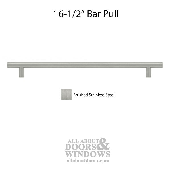 16-1/2 Inch Bar Pulls - Brushed Stainless Steel - 16-1/2 Inch Bar Pulls - Brushed Stainless Steel