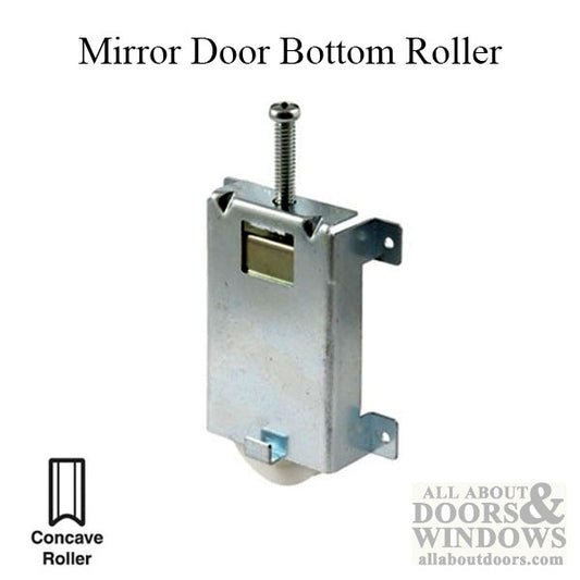 Mirror closet door roller 1-1/2 Nylon concave wheel - Bottom