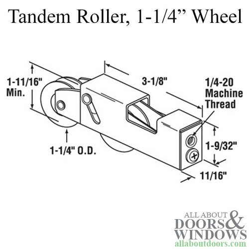 Sliding Door Roller 1.25 Inch Dual Wheels With 1.25 Inch Tall Steel Housing - Sliding Door Roller 1.25 Inch Dual Wheels With 1.25 Inch Tall Steel Housing