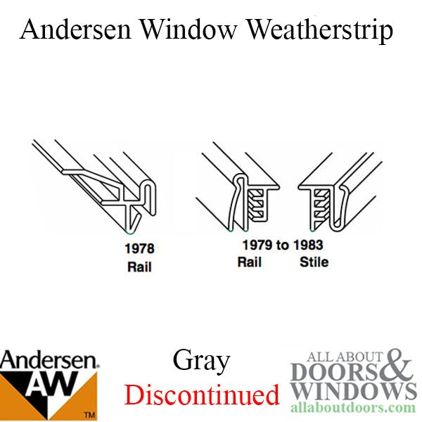 Andersen Window Weatherstrip Bulb/Stile/Left and Right, PSC Casement Stile 6\' - Gray - Andersen Window Weatherstrip Bulb/Stile/Left and Right, PSC Casement Stile 6\' - Gray