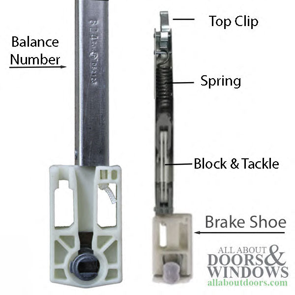 Sash Balance 1034 for Andersen Tilt-Wash Windows with Brake Shoe - Sash Balance 1034 for Andersen Tilt-Wash Windows with Brake Shoe