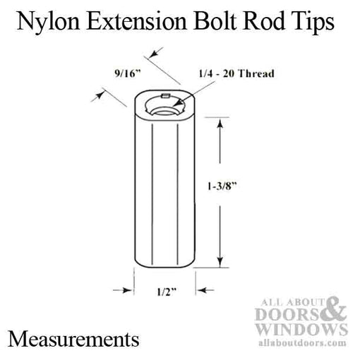 Nylon Extension Bolt Rod Tips - Nylon Extension Bolt Rod Tips