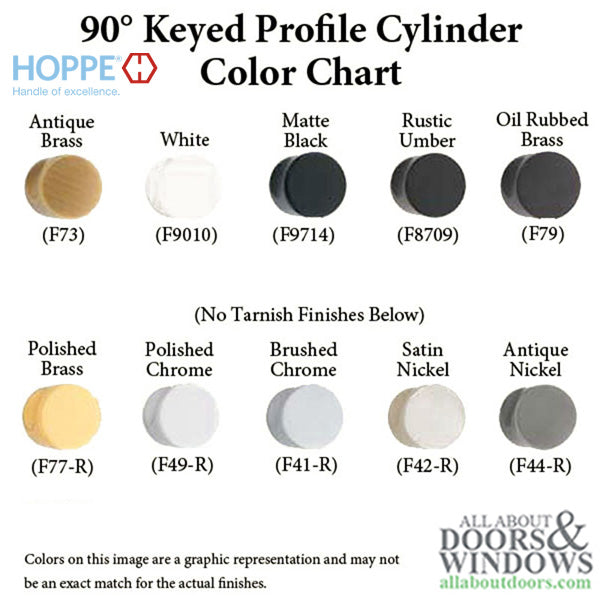 45.5 / 31.5 New Style HOPPE Non-Logo Active 90 Keyed Profile Cylinder Lock, Choose Finish - 45.5 / 31.5 New Style HOPPE Non-Logo Active 90 Keyed Profile Cylinder Lock, Choose Finish