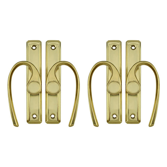 Gliding Door Hardware, French Curved 4-panel - Polished Brass