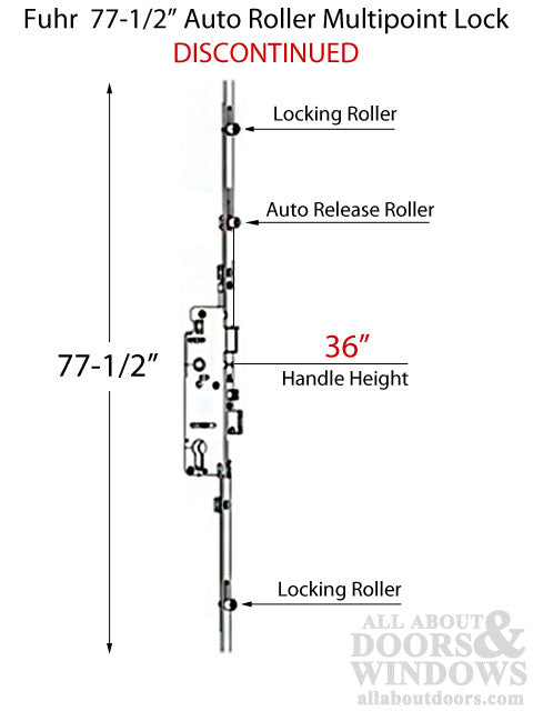 Fuhr 77-1/2 inch Automatic Roller Multipoint Lock - See Replacement Options - Fuhr 77-1/2 inch Automatic Roller Multipoint Lock - See Replacement Options