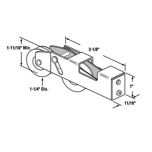 Sliding Patio Dual Wheel Door Roller 1.25 Inch Steel Tandem Door Roller - Sliding Patio Dual Wheel Door Roller 1.25 Inch Steel Tandem Door Roller