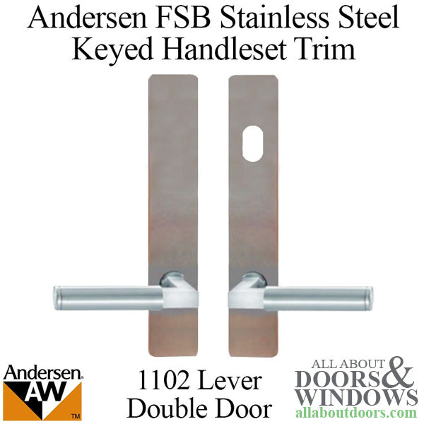 Andersen FSB 1102 Complete Keyed Trim Set for Double Door - Stainless Steel - Andersen FSB 1102 Complete Keyed Trim Set for Double Door - Stainless Steel