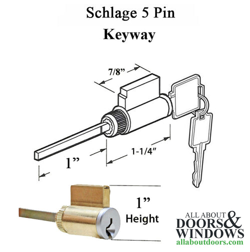 Sliding Door Keyed American Cylinder, 25mm Tailpiece Schlage Key - Sliding Door Keyed American Cylinder, 25mm Tailpiece Schlage Key