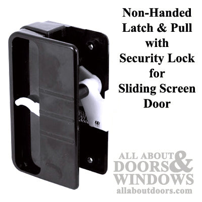 Non-Handed Latch & Pull with Security Lock for Sliding Screen Door - Black