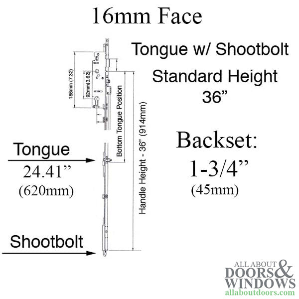 16mm Manual 45/92 Gear, Shootbolt-Tongue at 24.41