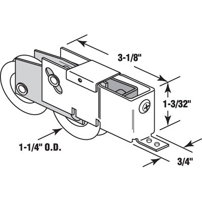 Tandem Roller Assembly - Sliding Patio Door, Steel Ball Bearing - Tandem Roller Assembly - Sliding Patio Door, Steel Ball Bearing